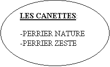 Ellipse: LES CANETTES:

-PERRIER NATURE 
-PERRIER ZESTE
